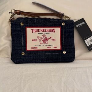 True Religion Denim Wristlet with Red and White Logo Patch